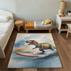 Kids and Nursery Dinosaur Area Rug - Roaring Surfer