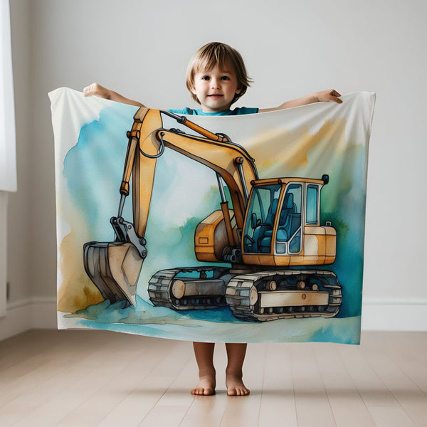 Construction personalized blanket for newborn and kids - Little Earth Mover