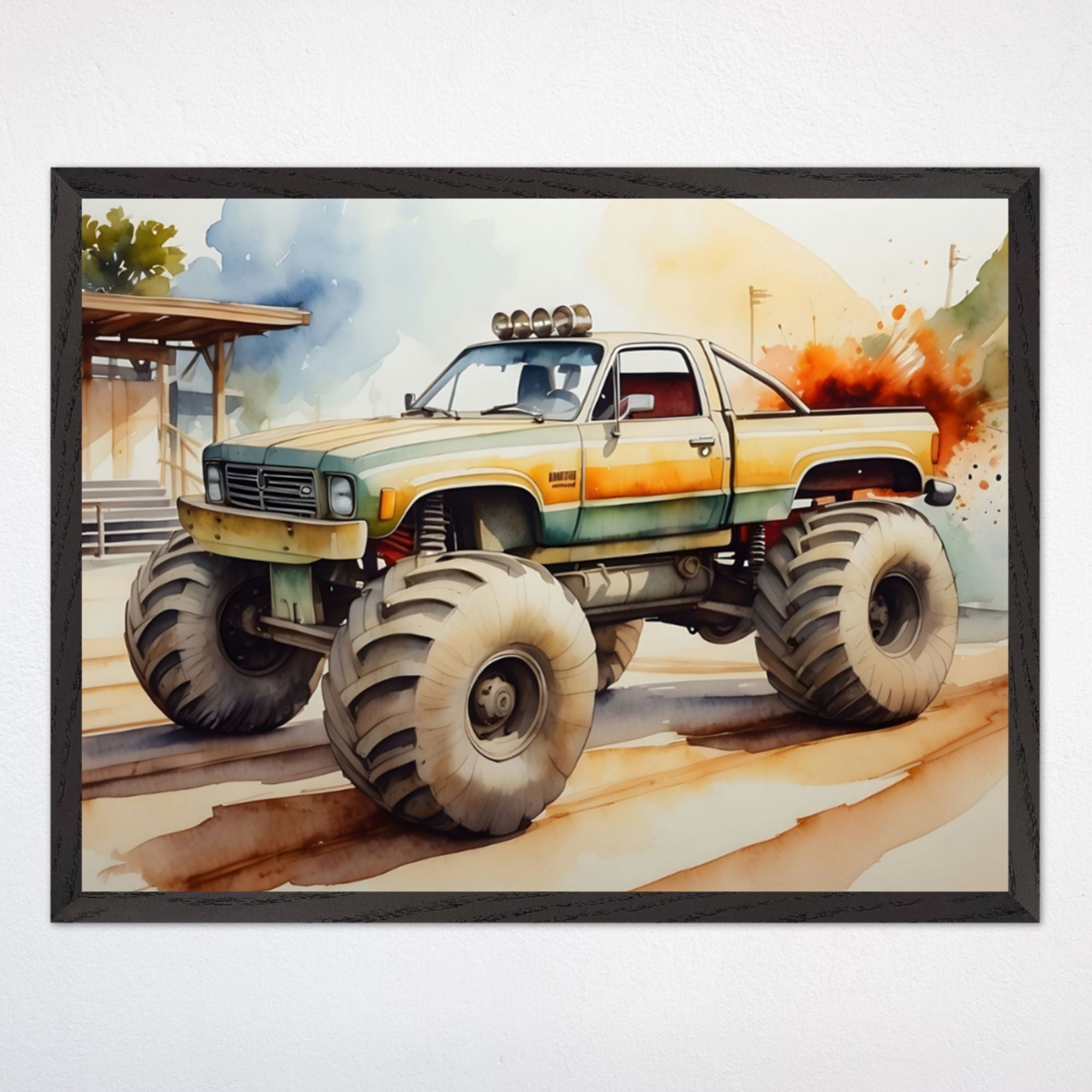 Monster Truck Wall Art for Kids and Nursery Rooms - Big Wheel Bounce