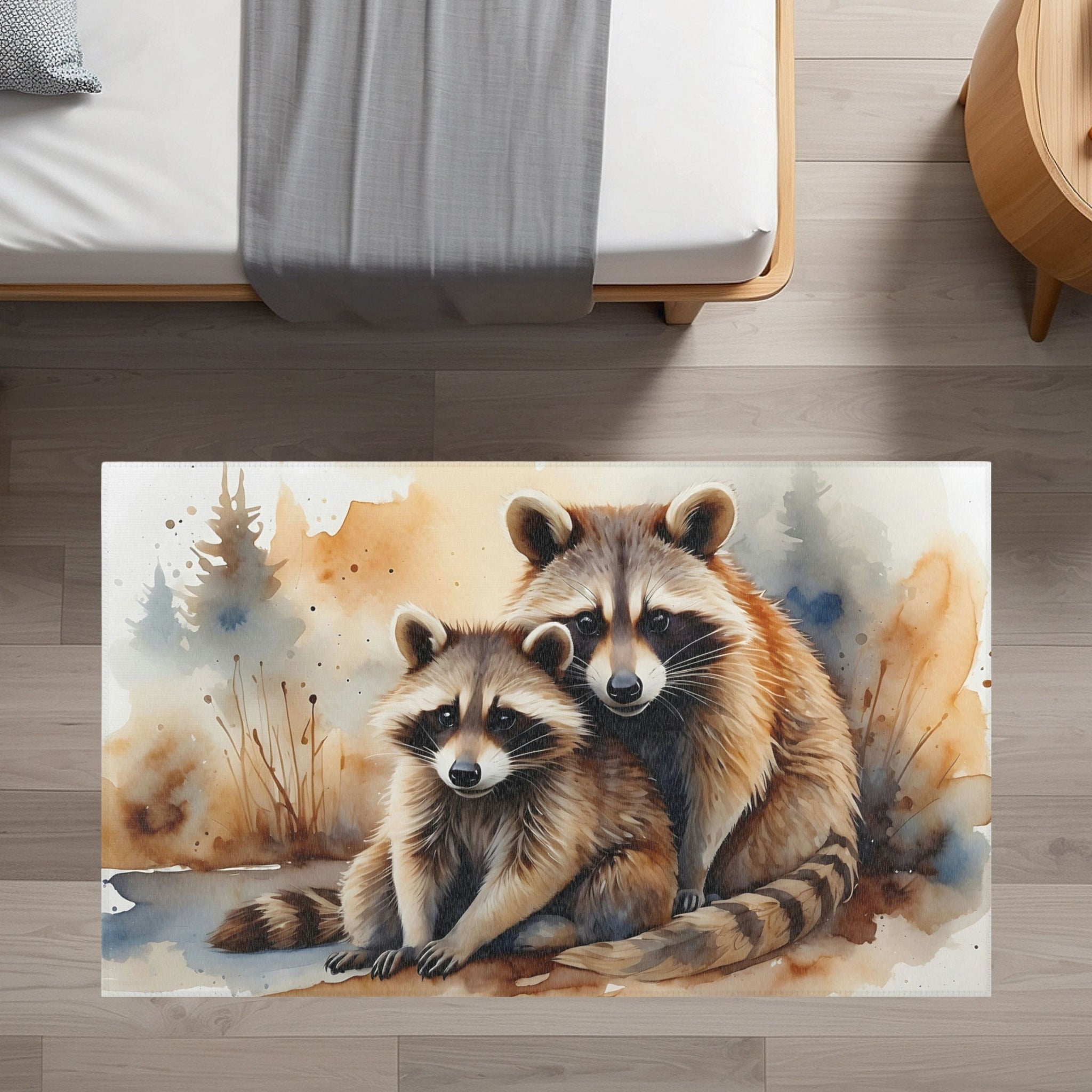 Kids and Nursery Raccoon Area Rug - Raccoon Rascals