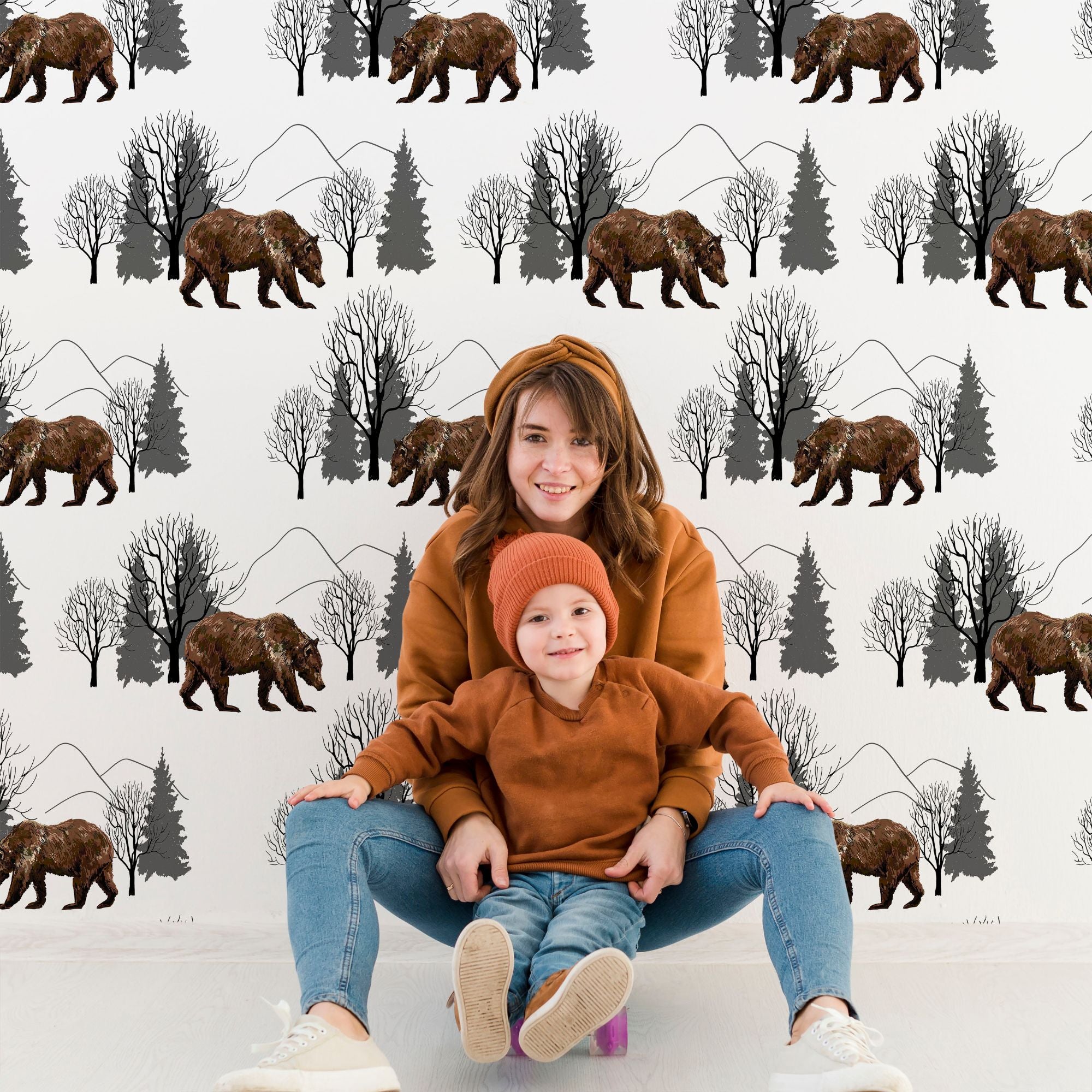 Traditional or Peel and Stick Bear Wallpaper - Bear's Territory