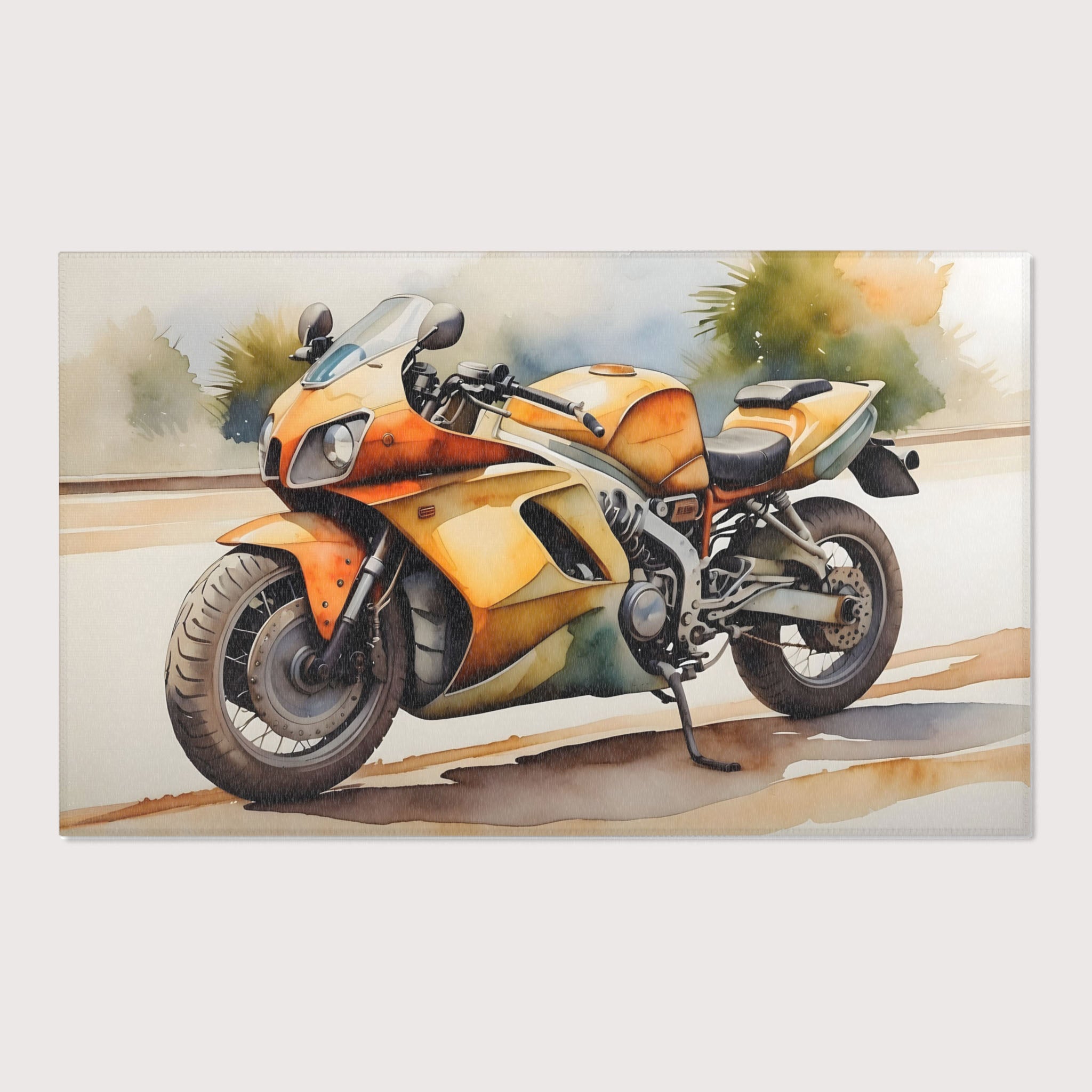 Nursery and Kids Motorcycle Rug - Mellow Yellow Moto