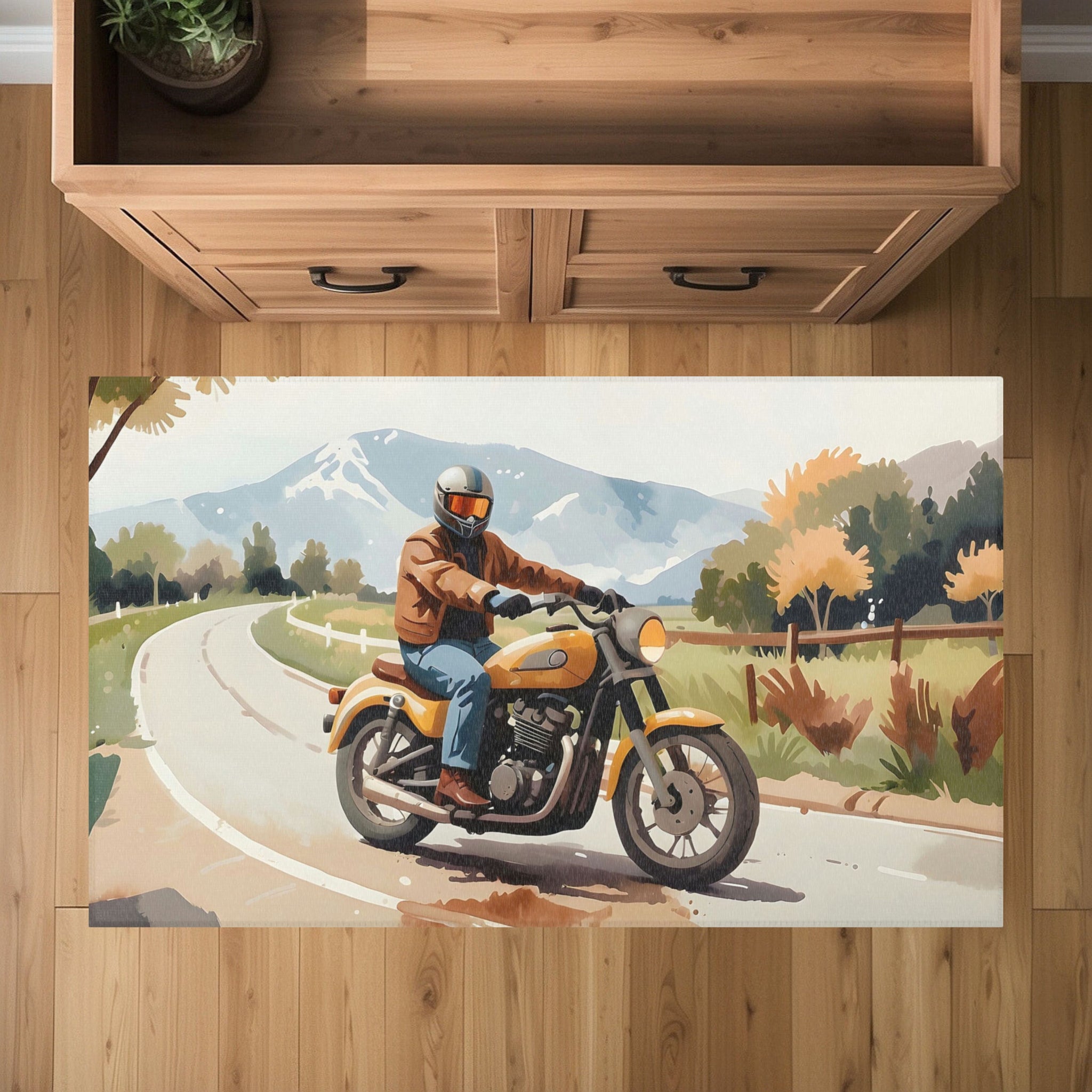 Motorcycle Area Rug for Kids and Nursery Rooms - Biker Buddy