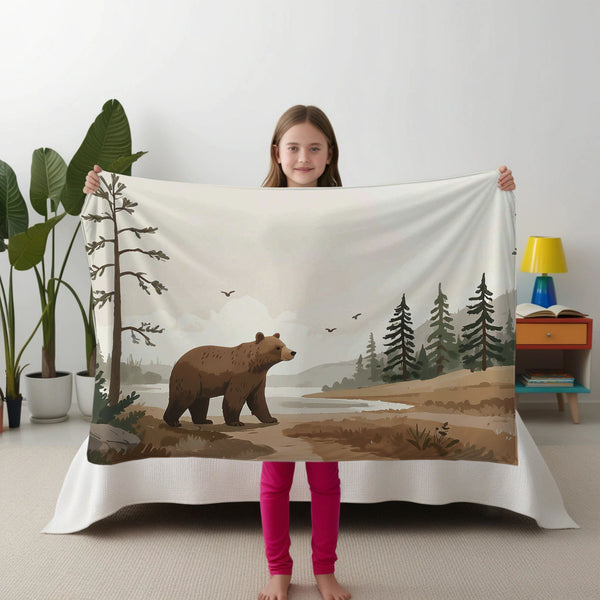 Bear personalized blanket for newborn and kids - Wilderness Wanderer