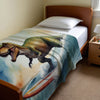 Dinosaur personalized blanket for babies and kids - Surfin' Saurus