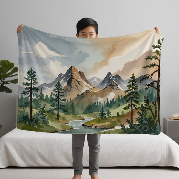 Mountain personalized blanket for newborn and kids - Peaks and Pines