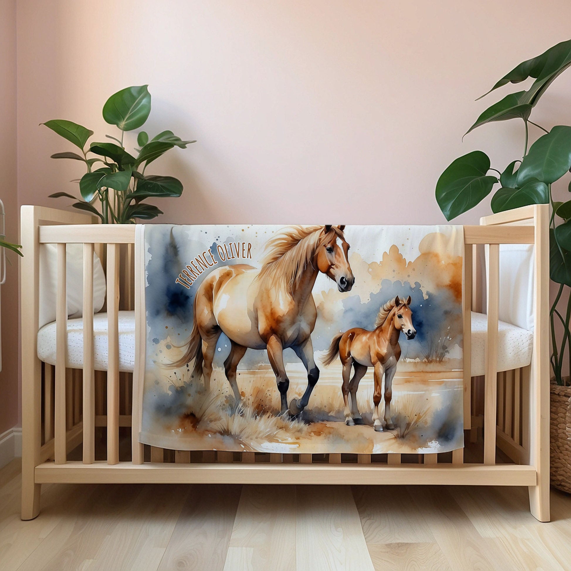 Horse personalized blanket for newborn and kids - Mane Magic