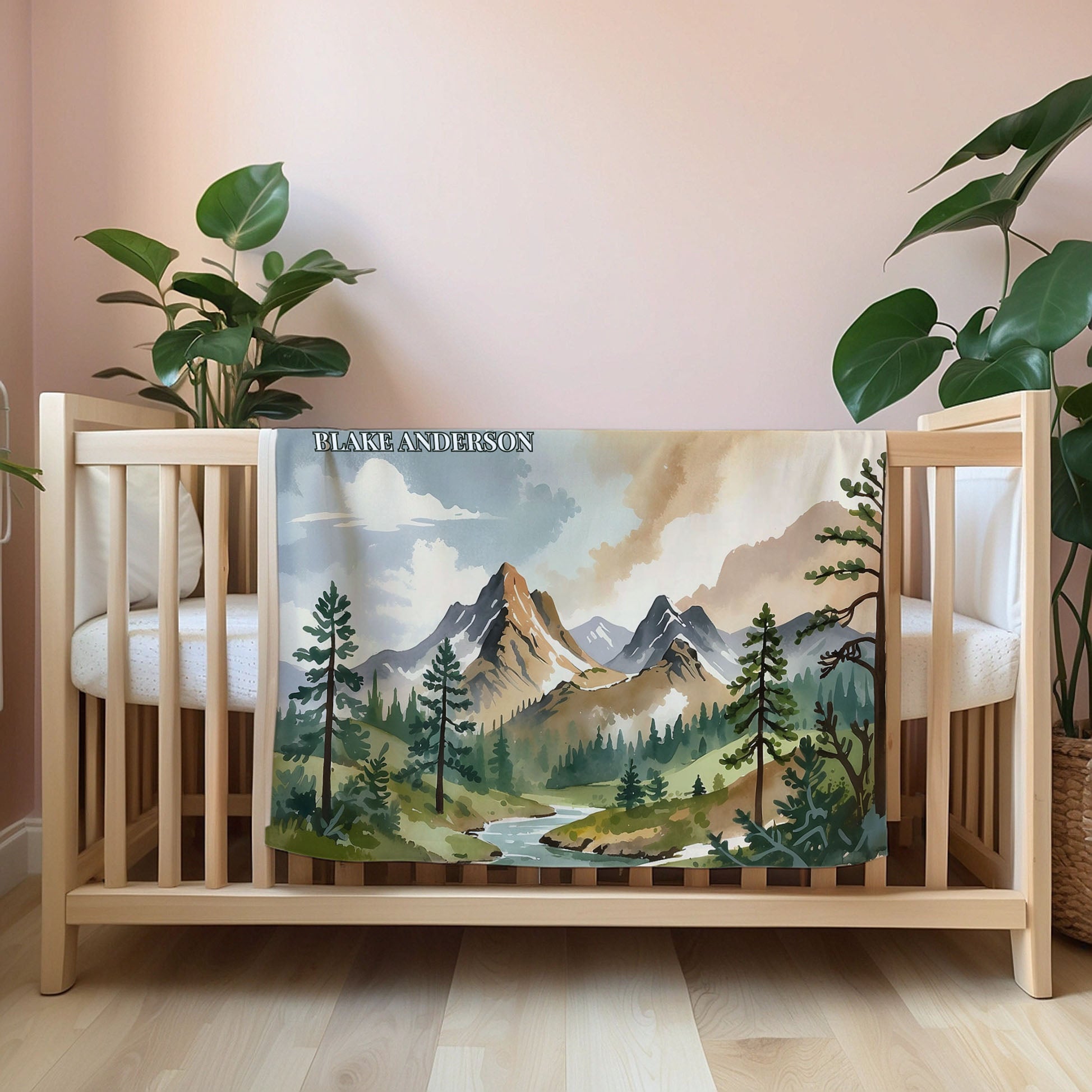 Mountain personalized blanket for newborn and kids - Peaks and Pines