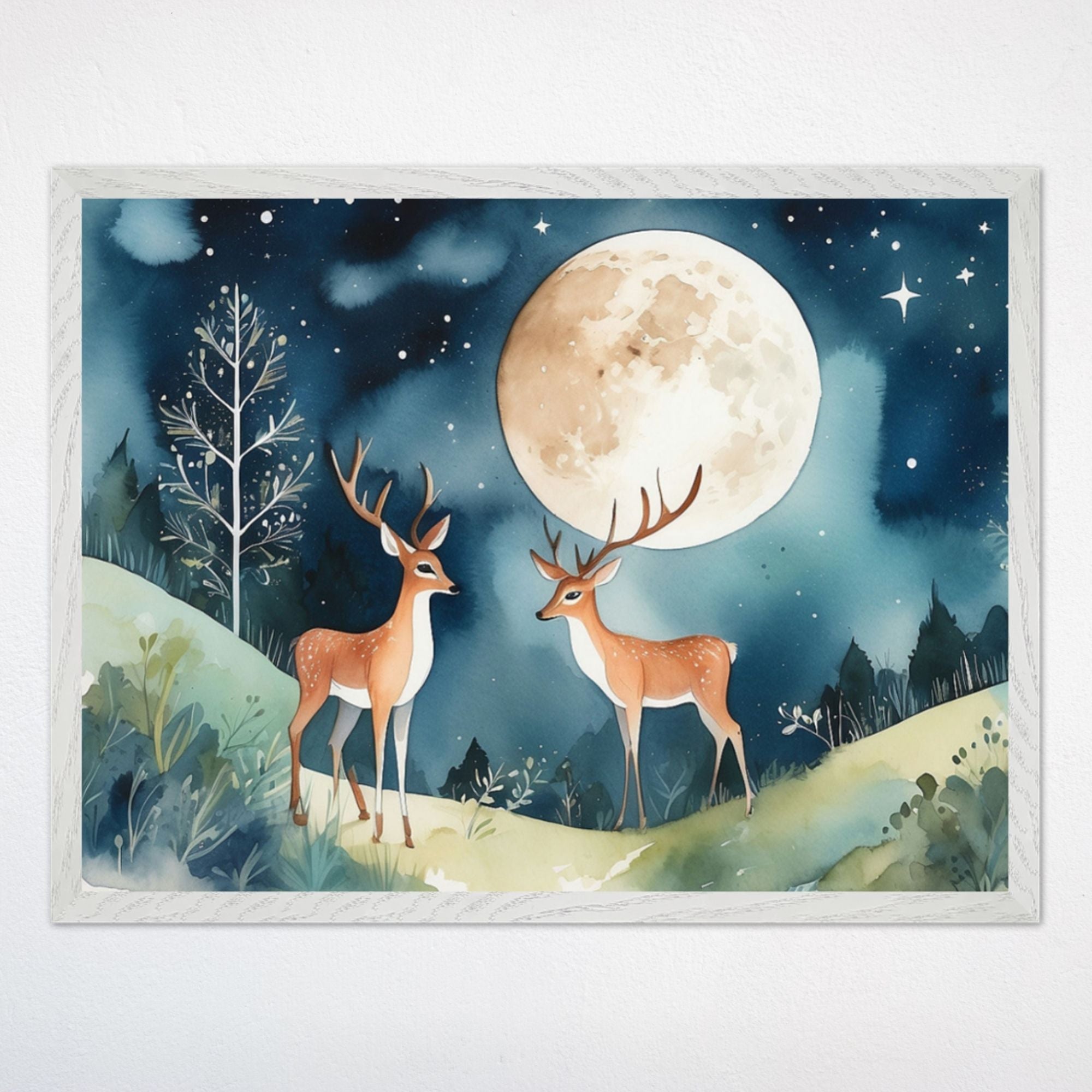 Deer Wall Art for Kids and BabyRooms - Twilight Antler Waltz