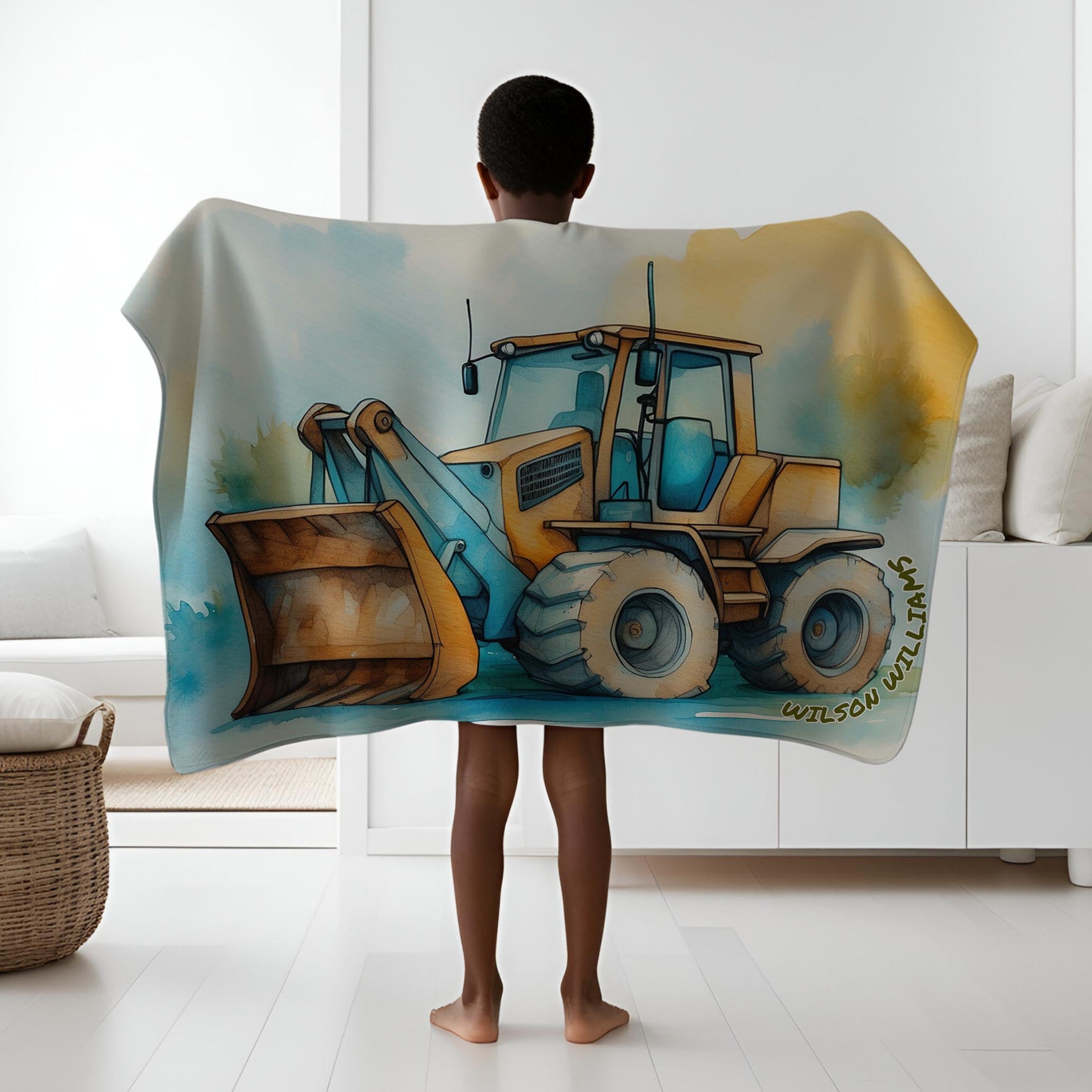 Construction personalized children's blankets - Chunky Chassis Chuckle