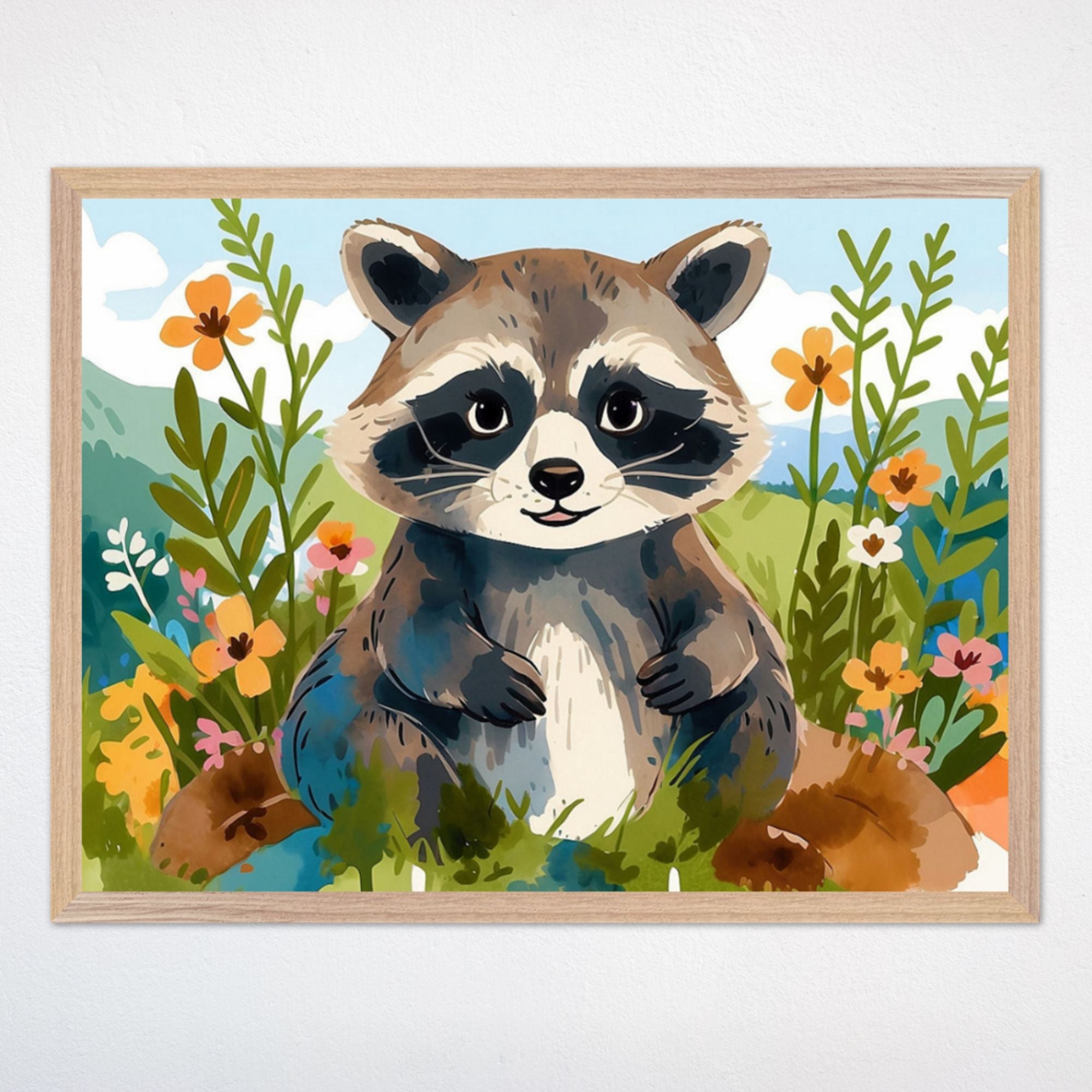 Raccoon Wall Art for Kids and Nursery Rooms - Raccoon Bloom