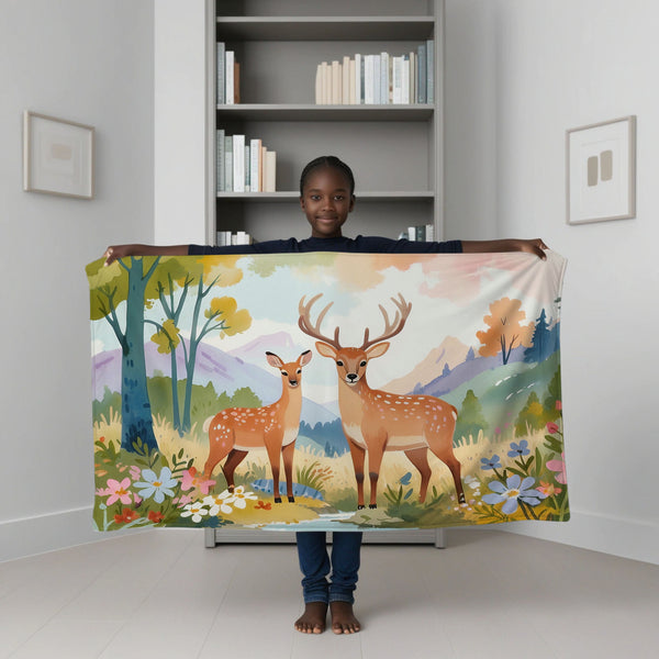 Woodland personalized blankets for kids and babies - Fawn and Buck