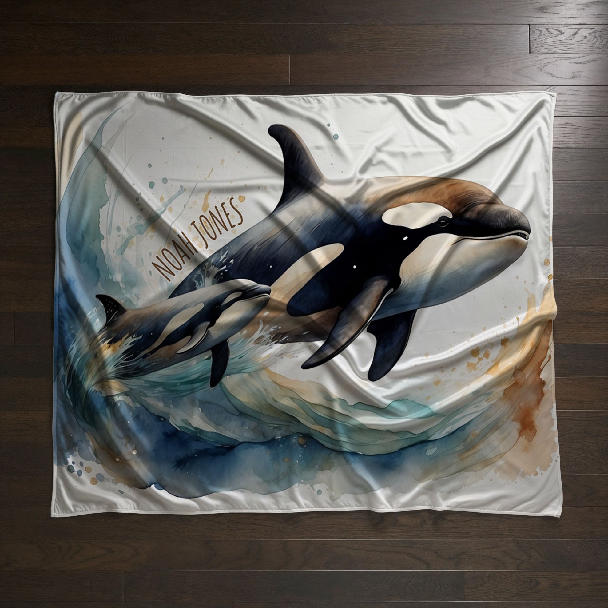 Whale personalized blankets for kids and babies - Orca Joy