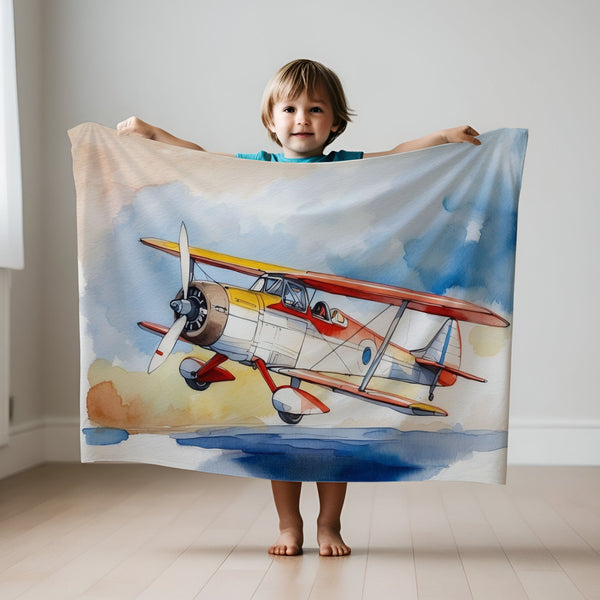 Airplane personalized blanket for newborn and kids - Cloud Cruiser Charlie