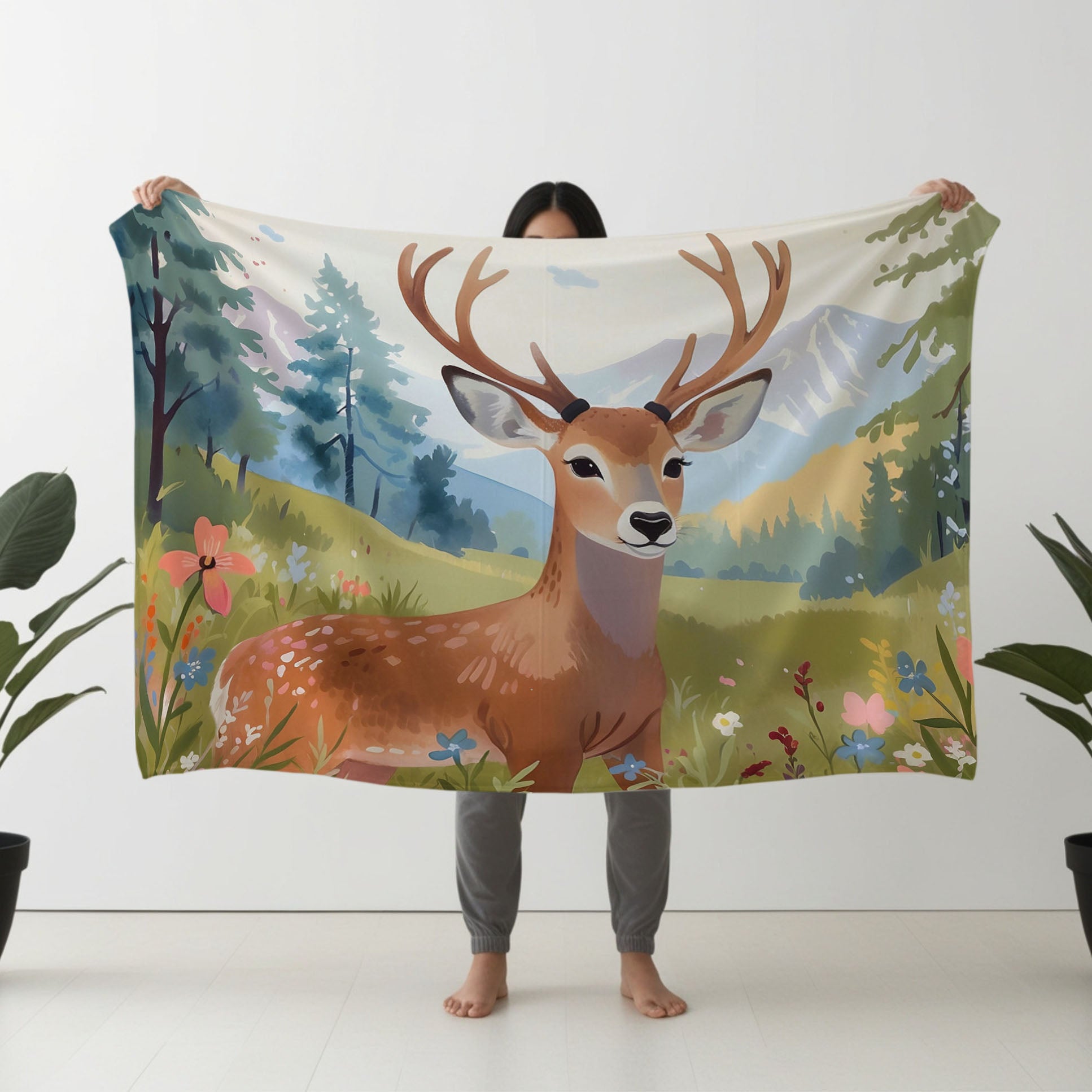 Forest personalized name blankets - Antlered Beauty