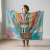 Hot Air Balloon personalized children's blankets - Upward Bound Bunny