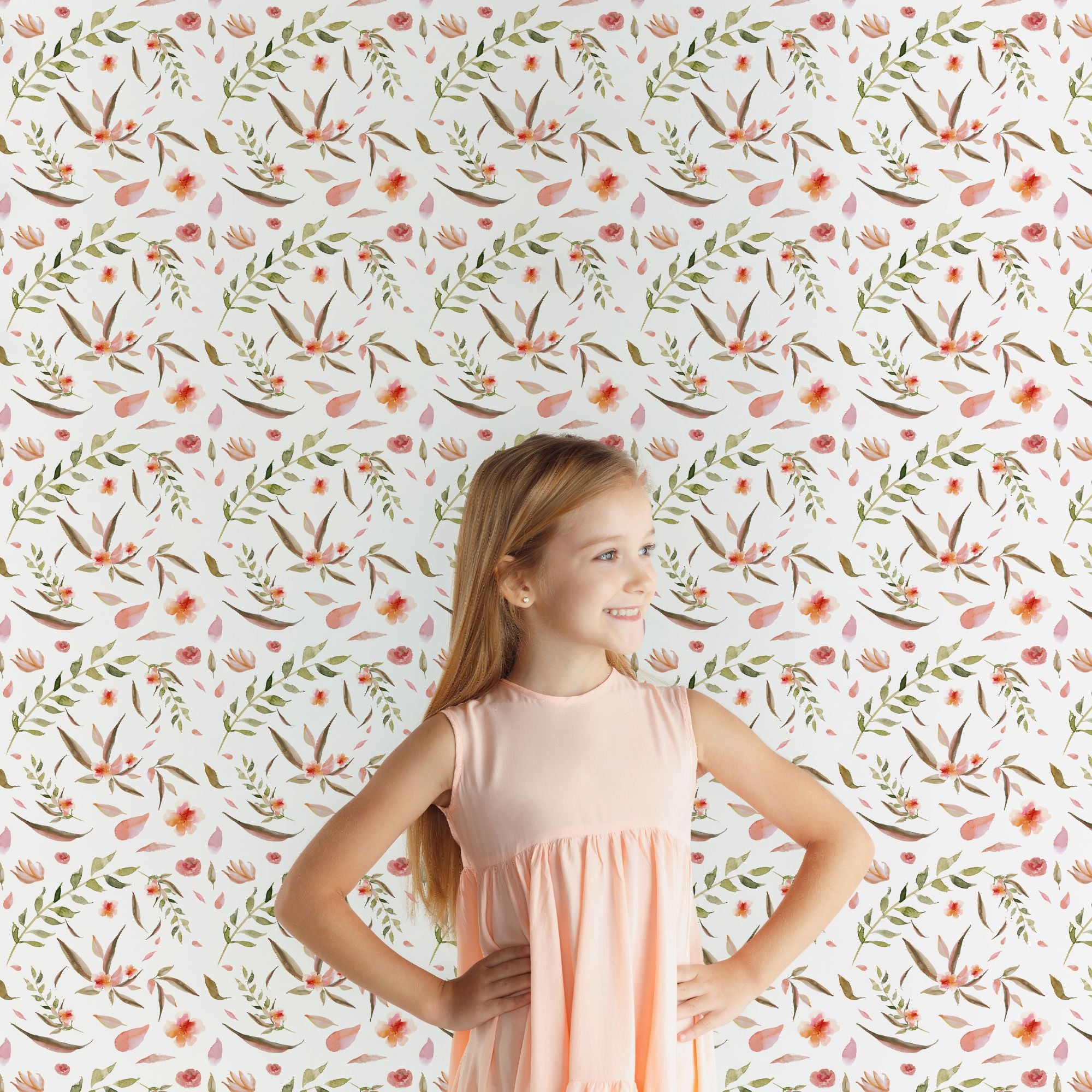 Kids and Nursery Flower Wallpaper - Pinky Rosette