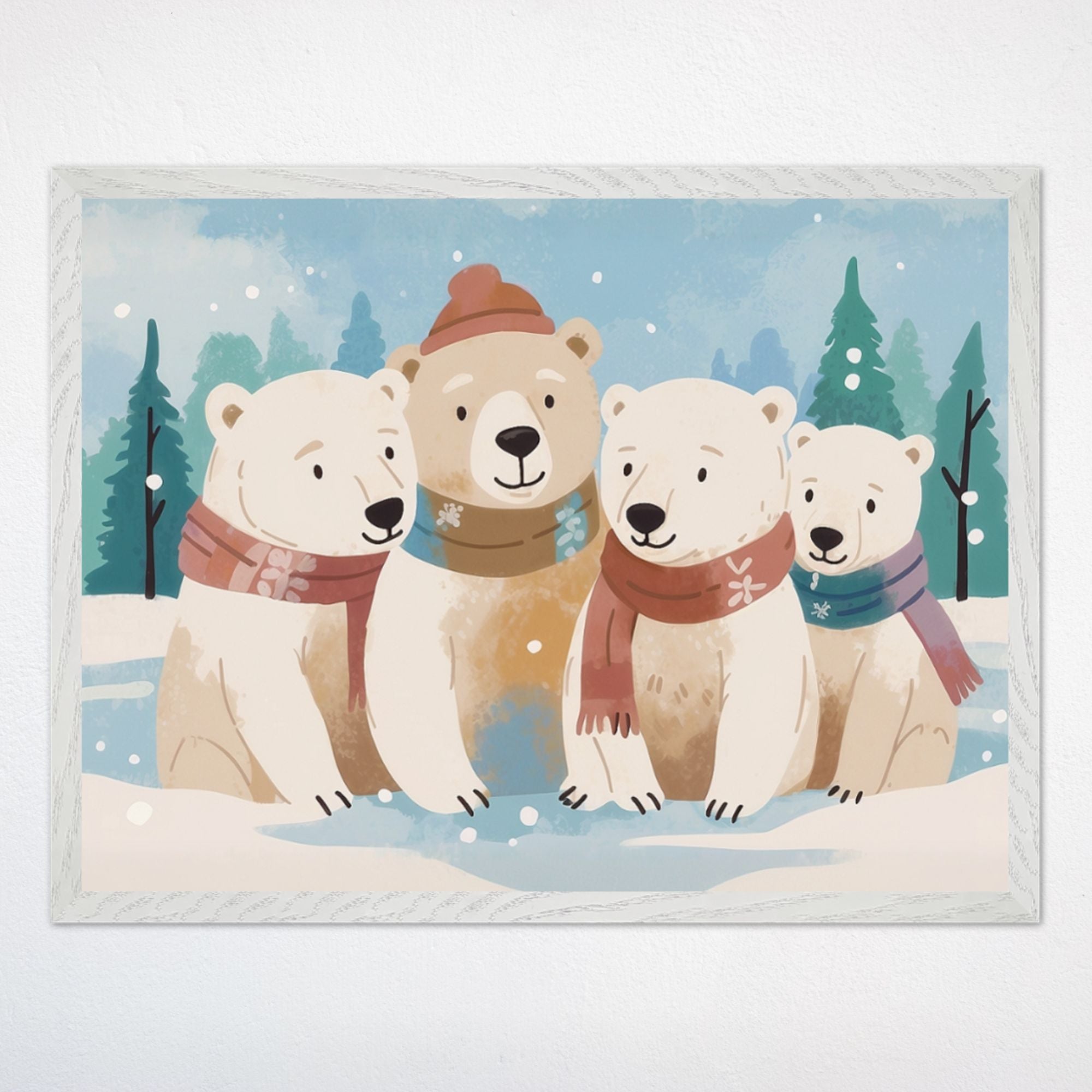 Polar Bear Wall Decor for Kids and Nursery Rooms - Bear Huddle