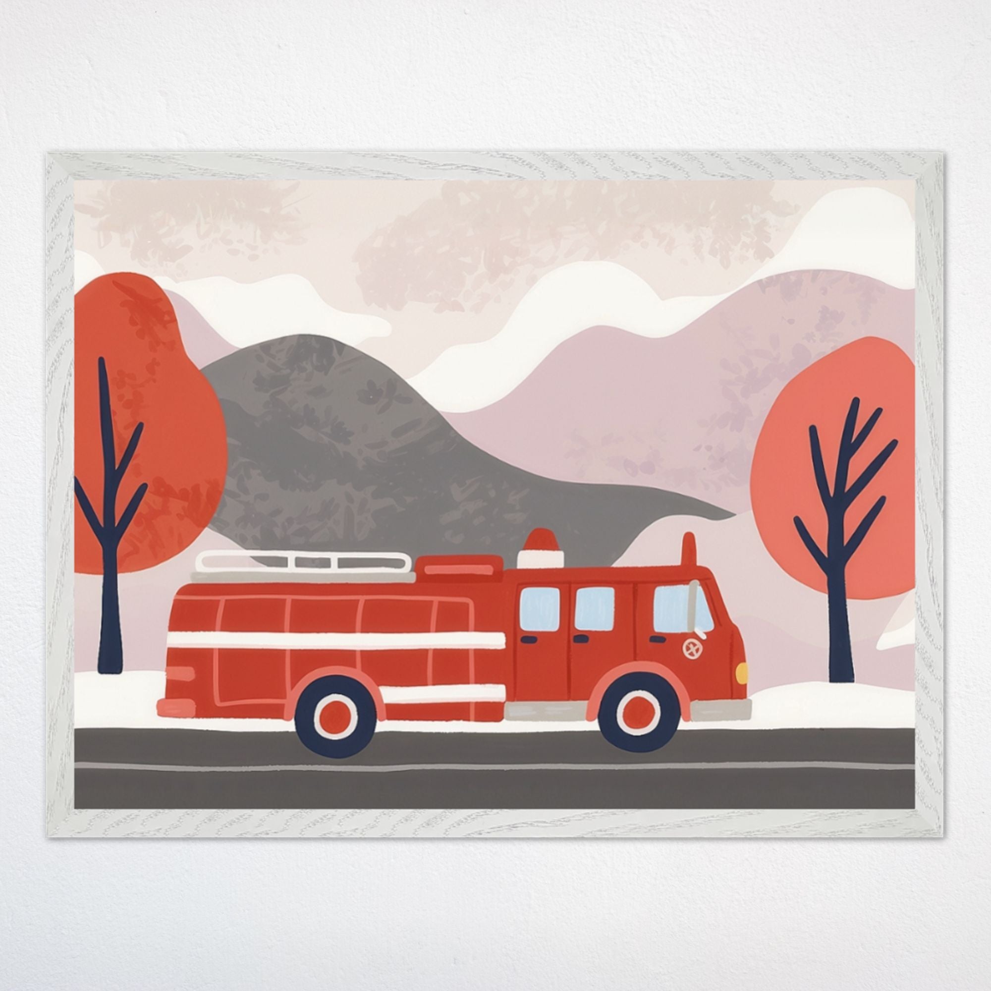 Firetruck Wall Art for Kids and Nursery Rooms - Frostfire Freewheeler