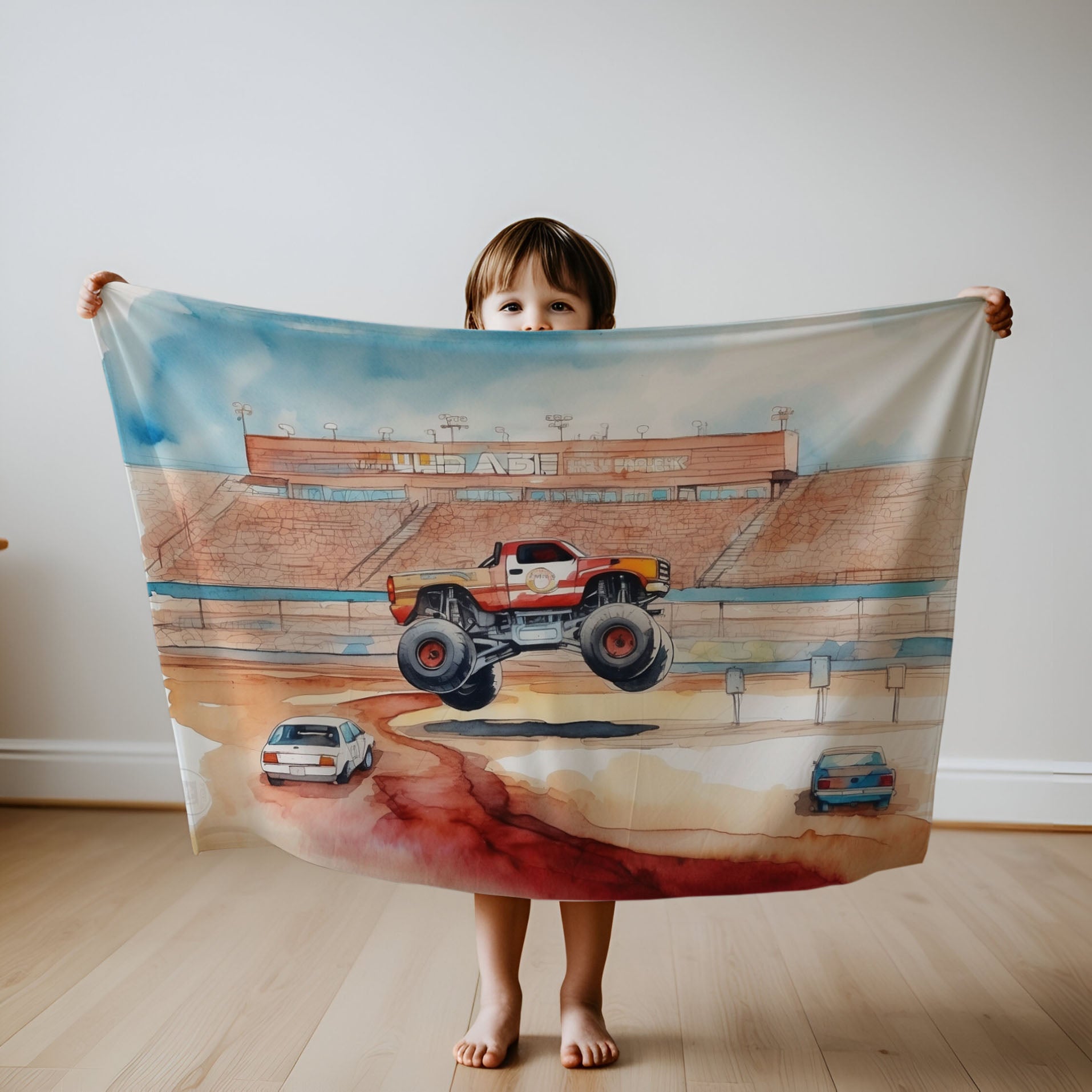 Monster Truck personalized blanket for newborn and kids - Monster Truck Mayhem