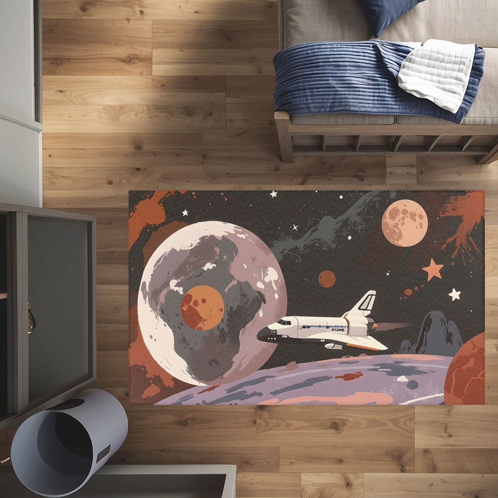 Nursery and Kids Space Area Rug - Starship Quest