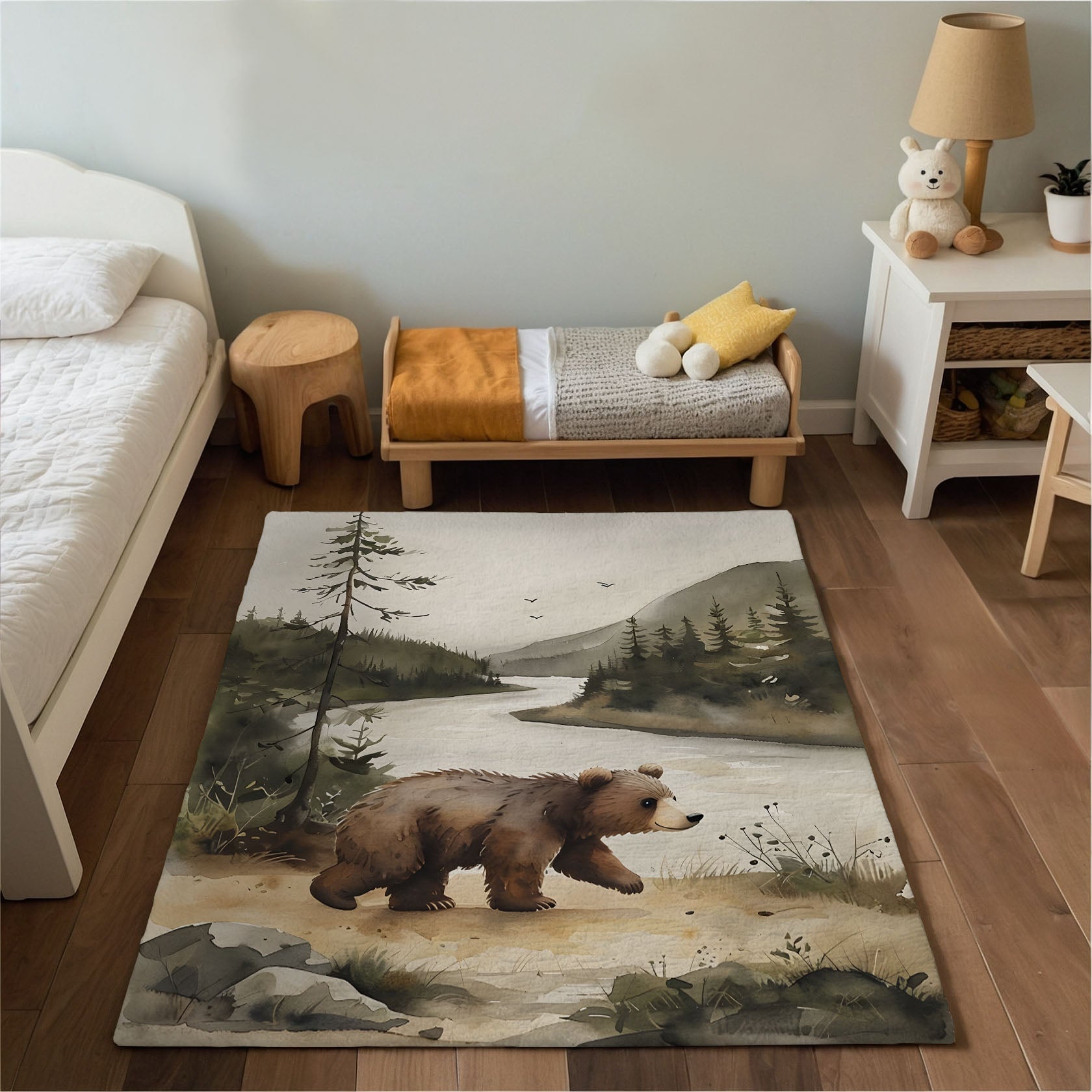 Kids and Nursery Bear Rug - Forest Stroll