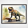 Skateboarding Dinosaur Wall Art for Nursery, Playroom or Kids Bedrooms - Fun and Adventurous T-Rex Design- Skate-O-Saurus