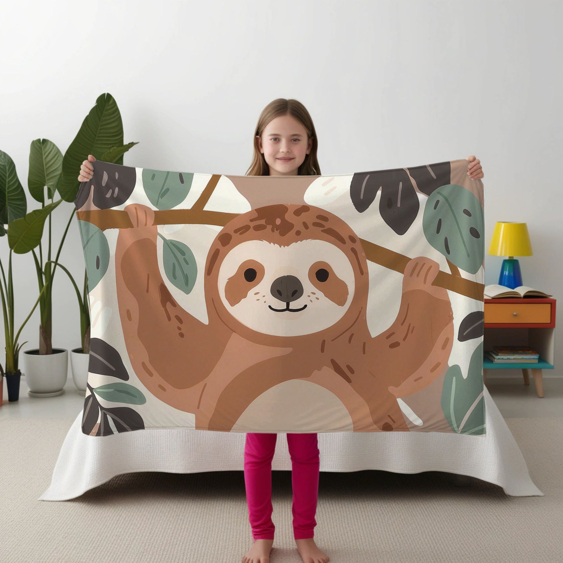 Sloth personalized children's blankets - Chillaxing Sloth