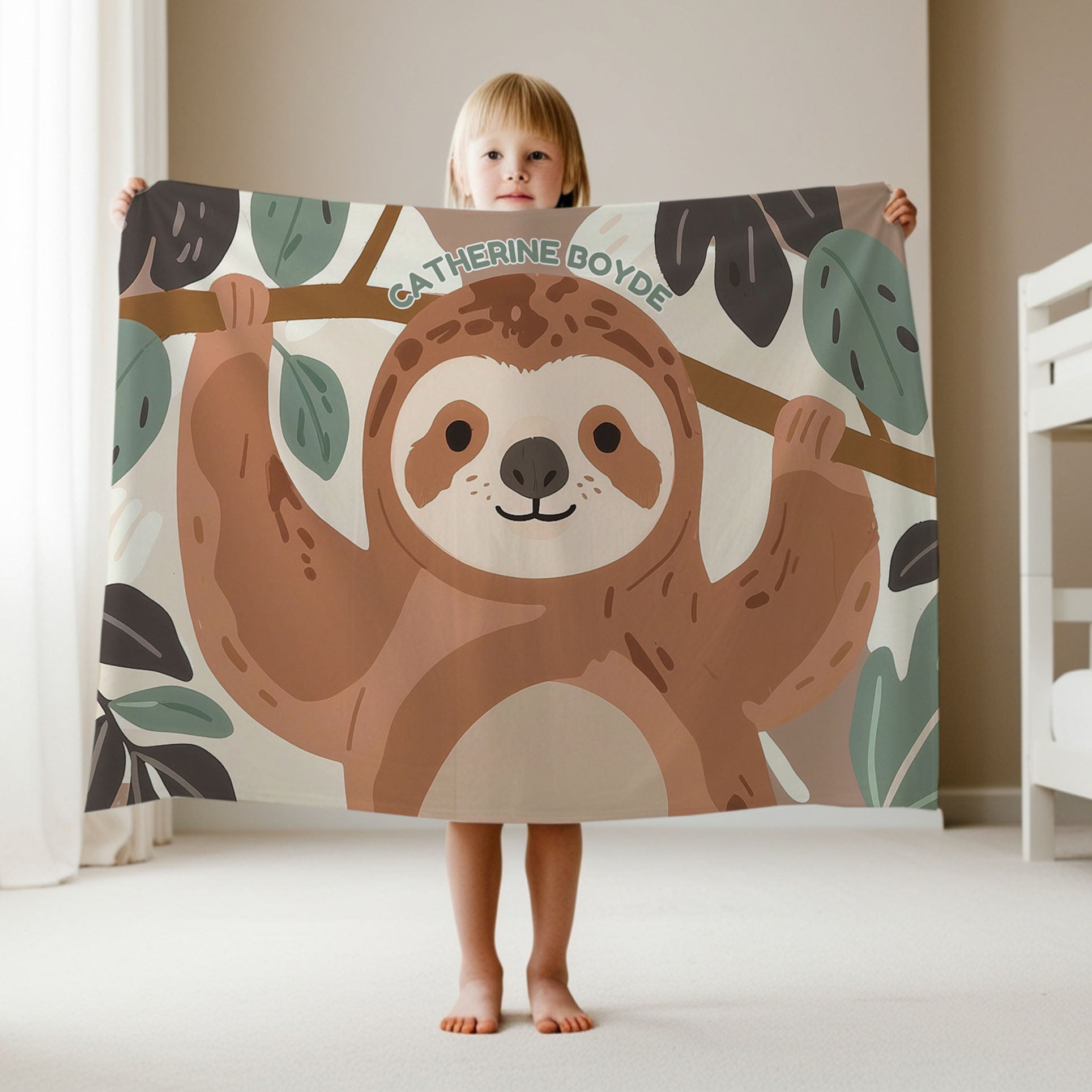 Sloth personalized children's blankets - Chillaxing Sloth