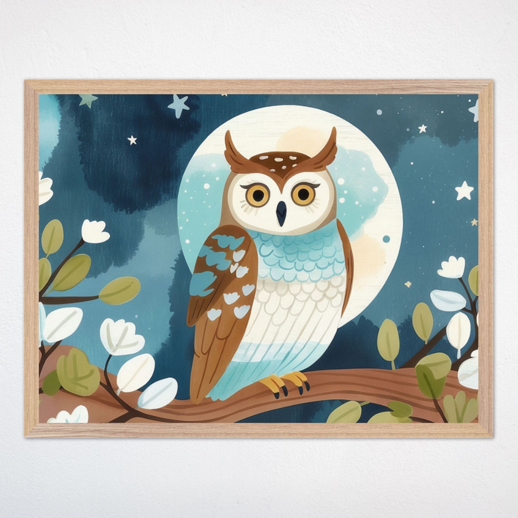 Owl Wall Art for Kids and Nursery Rooms - Whimsical Nightguard