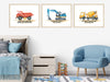 Positive Affirmations 3pcs Construction Truck Wall Art Set