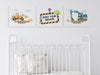 Positive Affirmations 3pcs Construction Truck Wall Art Set