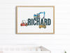 Personalized Construction Trucks Wall Art