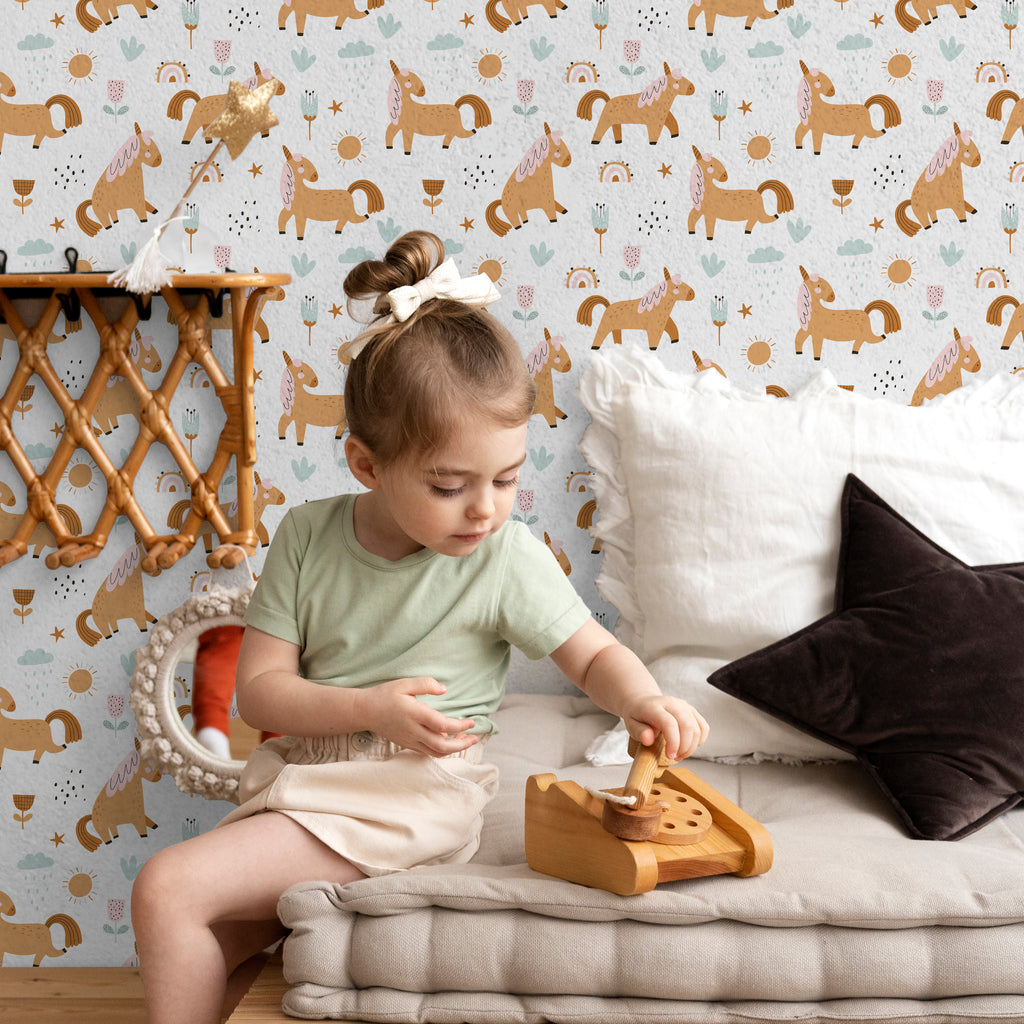 Unicorn Peel and Stick Wallpaper or Traditional Wallpaper - Unicorn Dreams