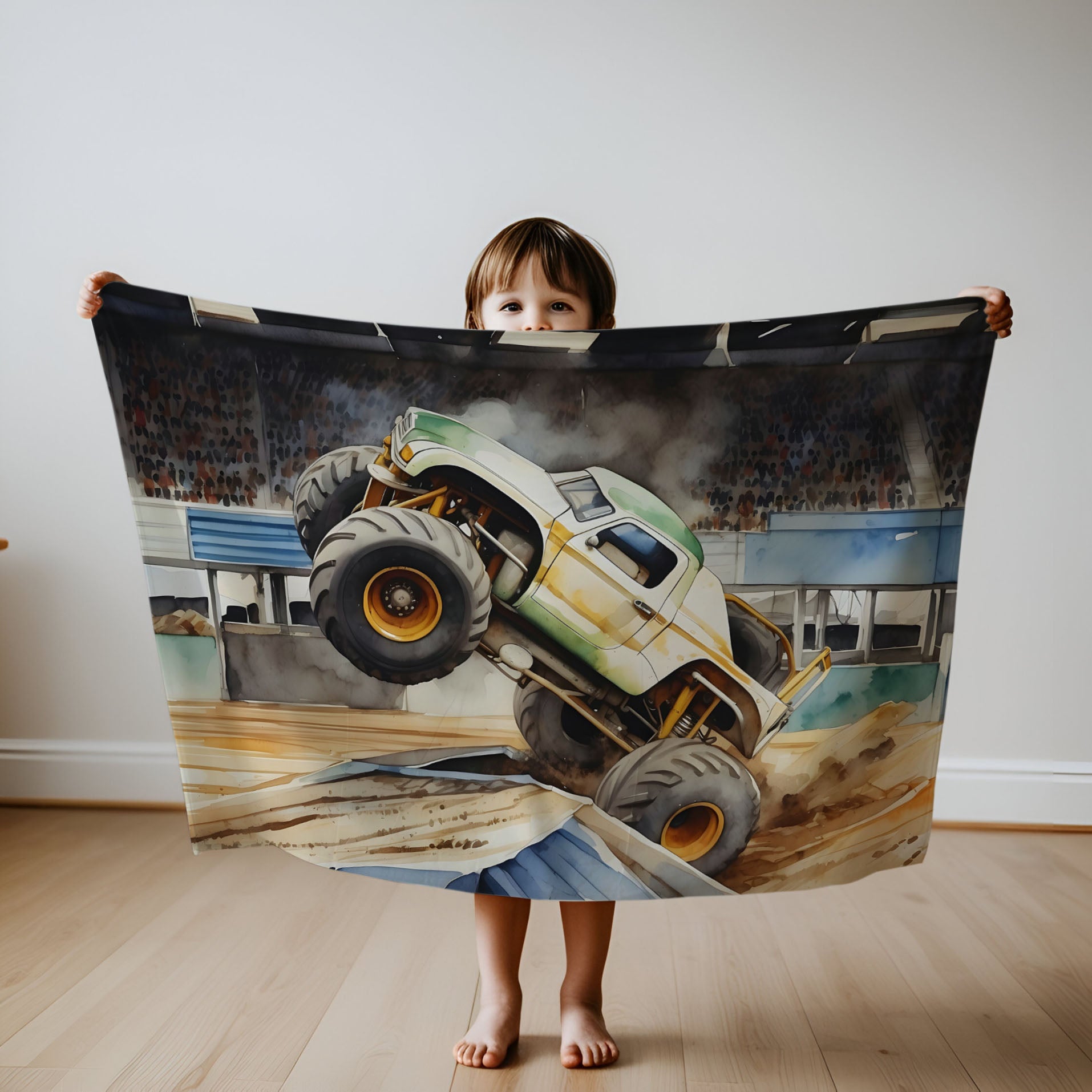 Monster Truck personalized blankets for kids and babies - Mighty Mud Hero