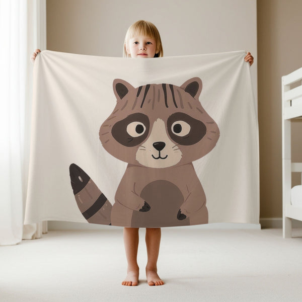 Raccoon personalized blankets for kids and babies - Bandit Eyes