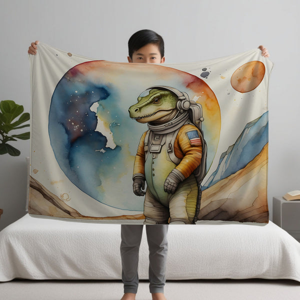 Dinosaur personalized blanket for newborn and kids - Galactic Rex Explorer