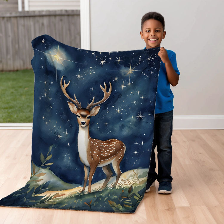 Deer personalized blankets for kids and babies - Starry Stag