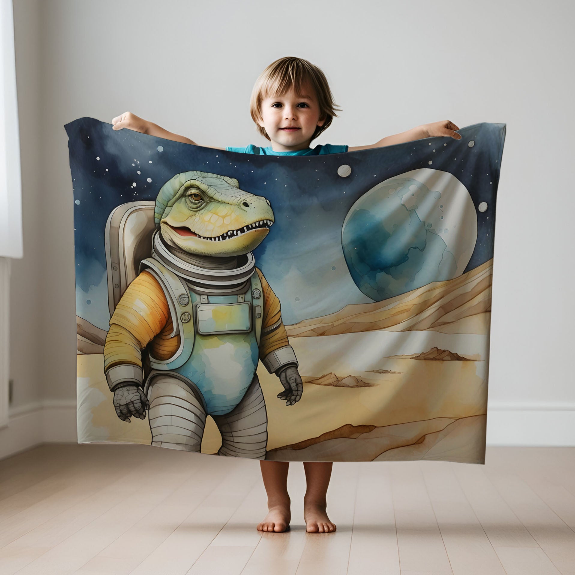 Dinosaur personalized blankets for kids and babies - Cosmic Dino Discovery