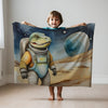 Dinosaur personalized blankets for kids and babies - Cosmic Dino Discovery