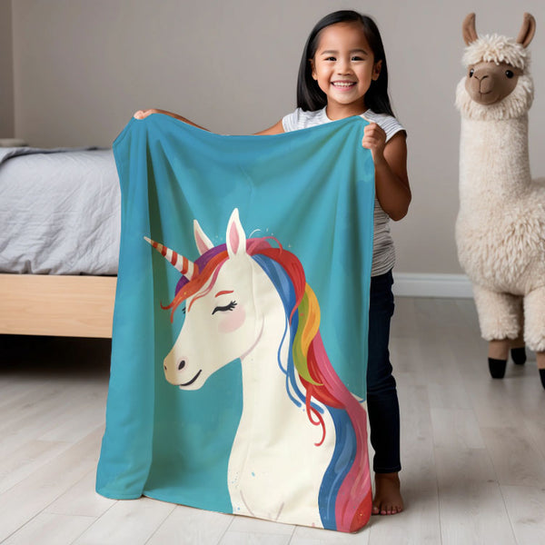 Unicorn personalized children's blankets - Candy Horn