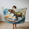 Dinosaur personalized blanket for babies and kids - Surfin' Saurus