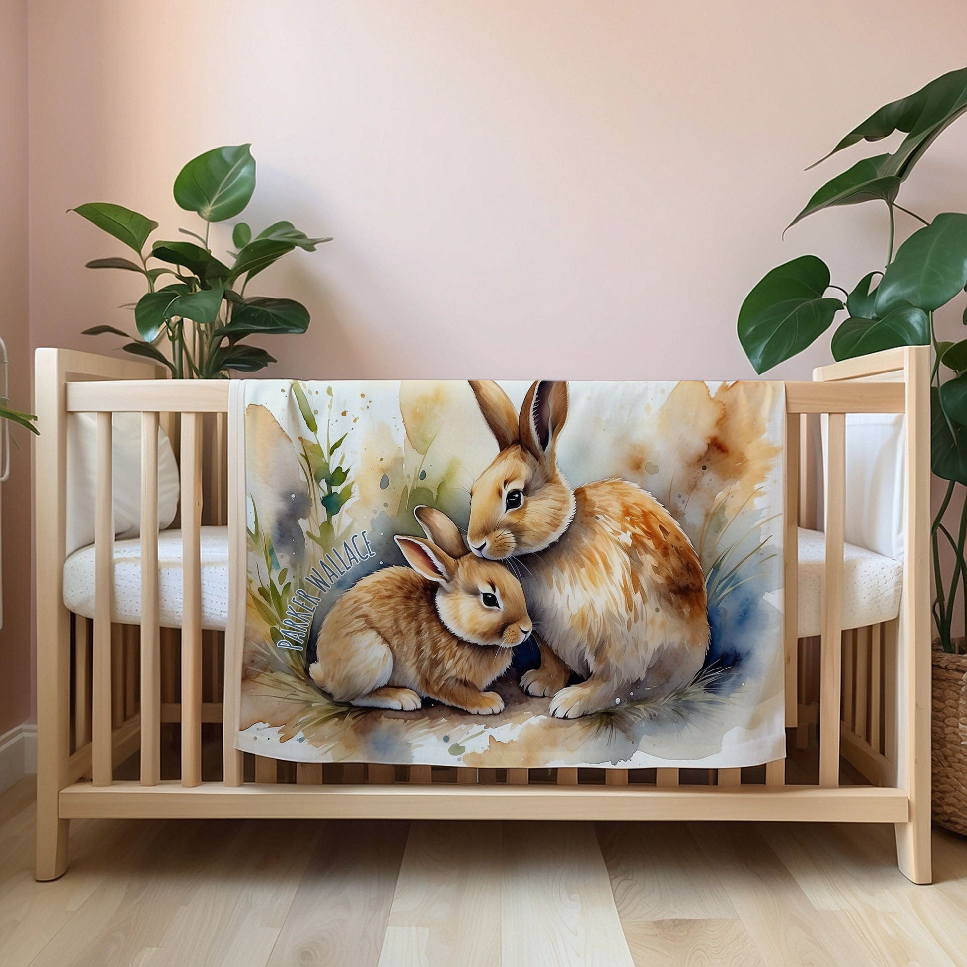 Bunny personalized blanket for newborn and kids - Whisker Whispers