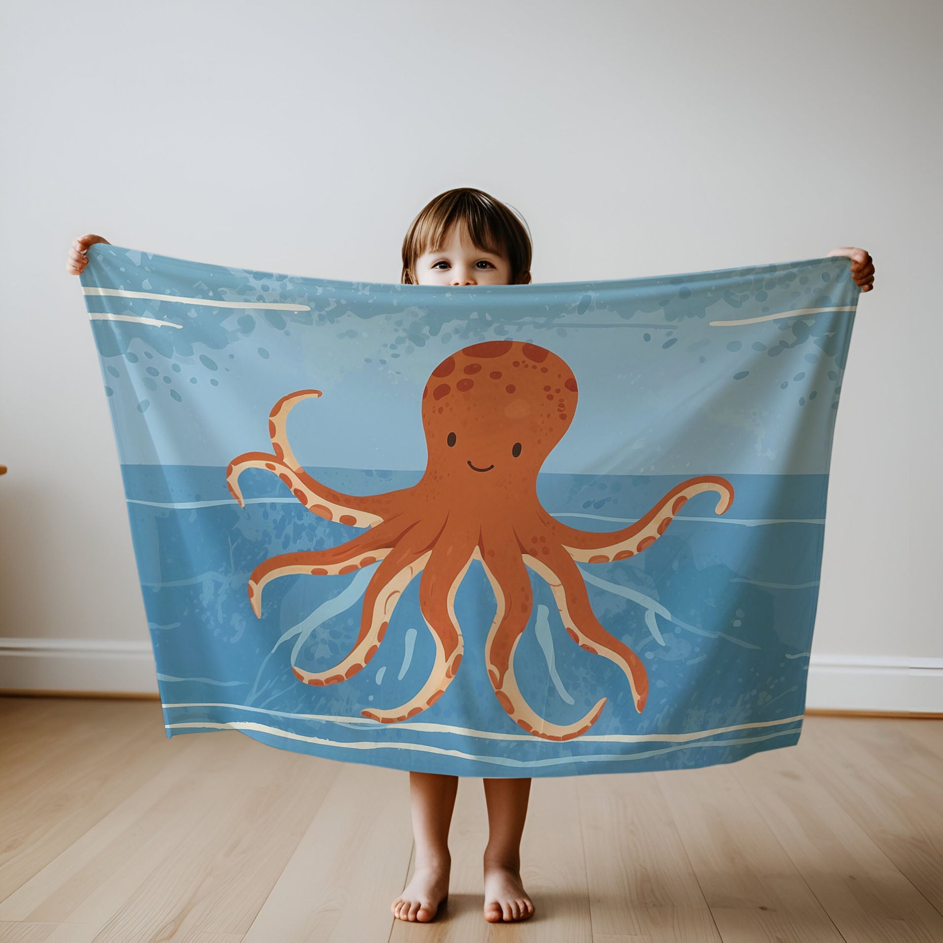 Octopus personalized children's blankets - Ocean Eight