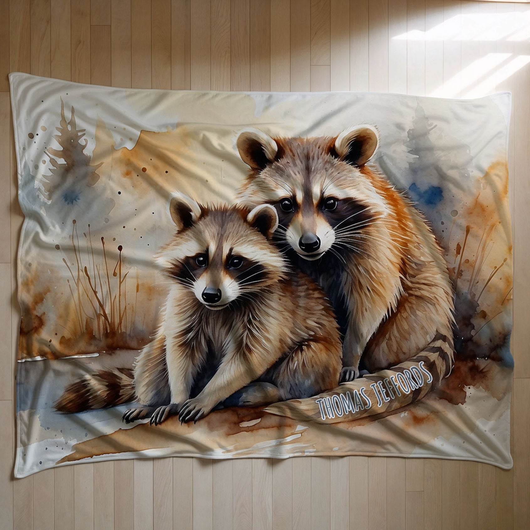 Raccoon personalized blanket for newborn and kids - Raccoon Rascals