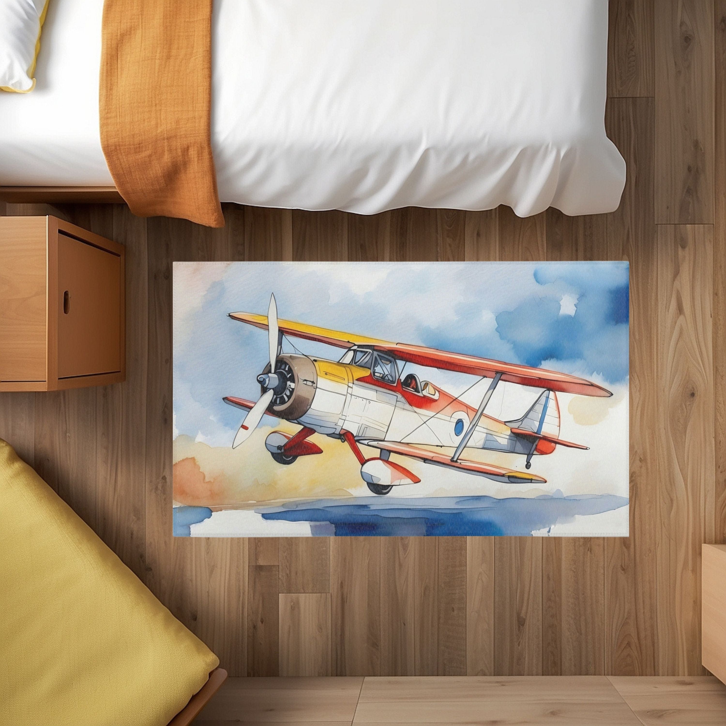 Kids and Nursery Airplane Area Rug - Cloud Cruiser Charlie