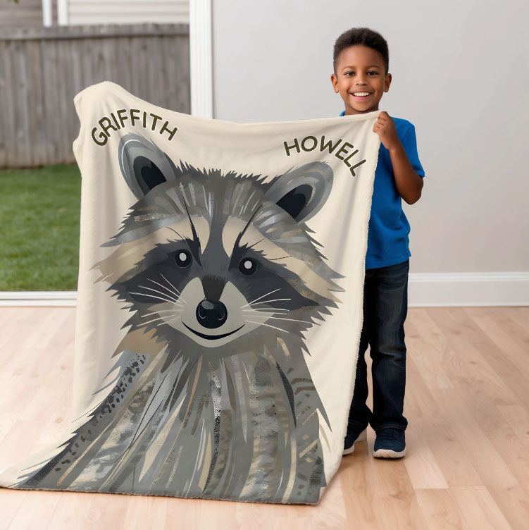 Raccoon personalized blankets for kids and babies - Cuddle Coon