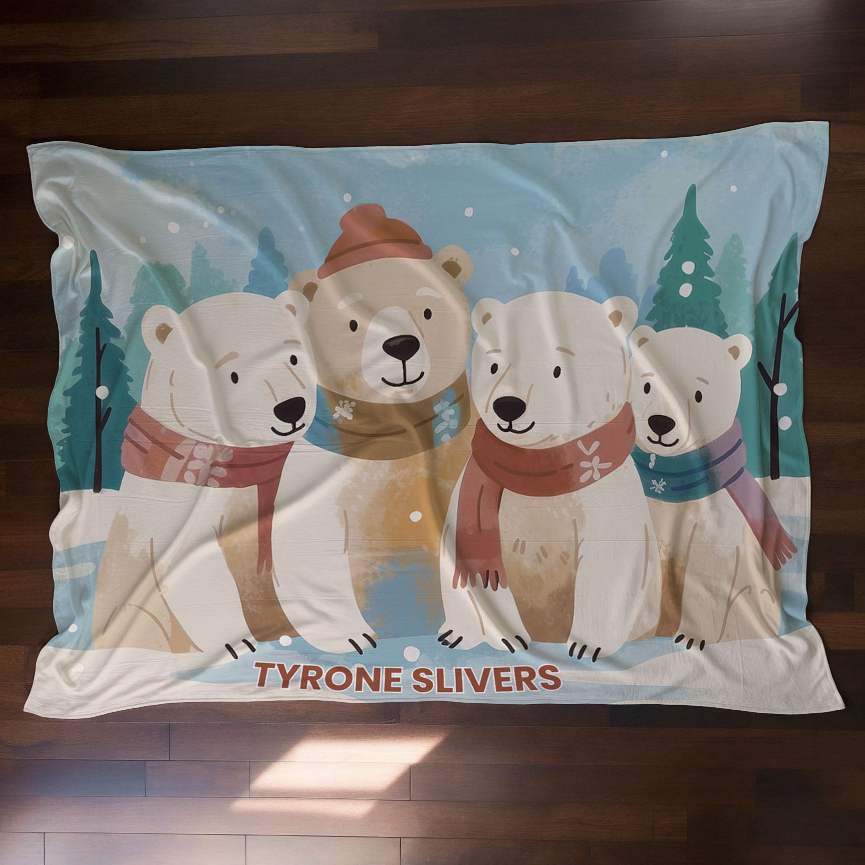 Polar Bear personalized name blankets - Bear Huddle