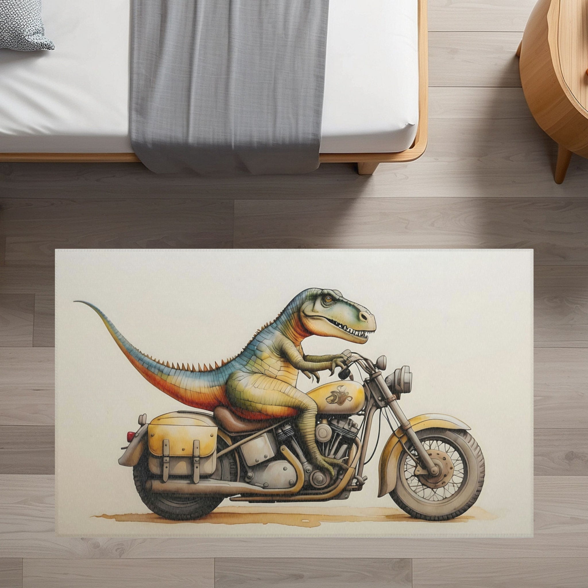 Dinosaur Rug for Kids and Nursery Rooms - Dino Moto Dash