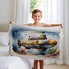 Submarine personalized blanket for newborn and kids - Deep Sea Explorer